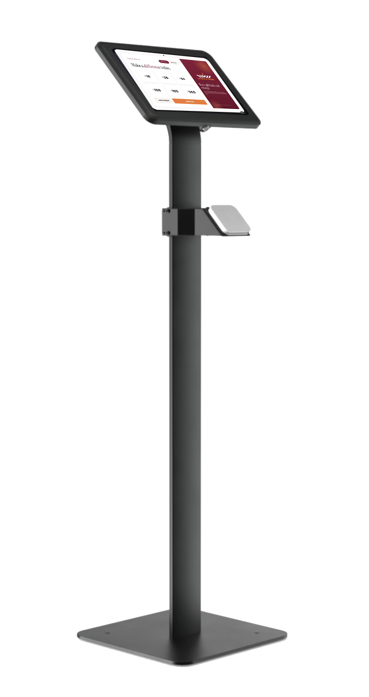 Pushko donation kiosk on a floor stand